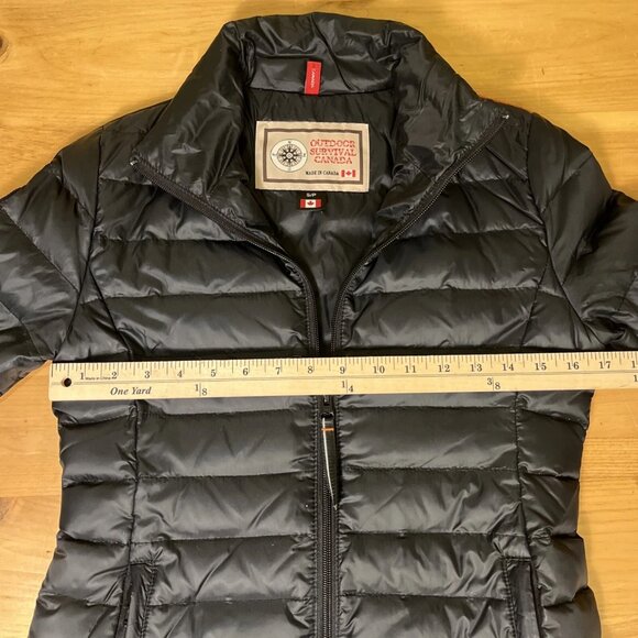 Outdoor Survival Canada Goose Down Black Parka Jacket Women's Small S - Picture 10 of 16